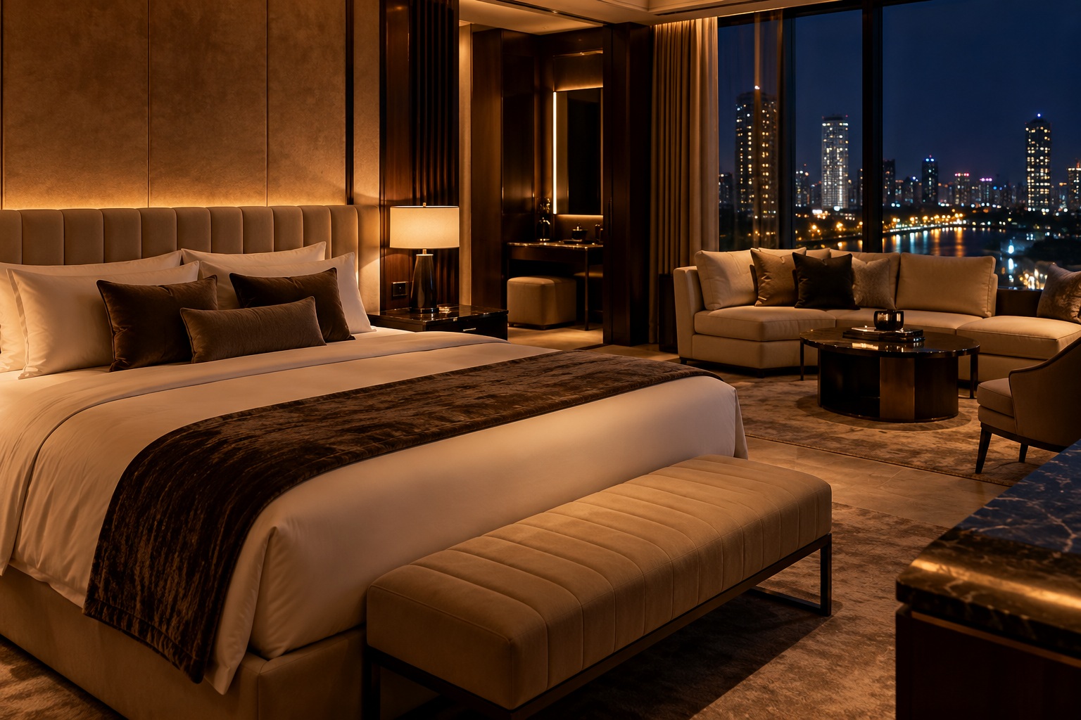 Luxury private hotel suite in Colombo with elegant interiors and city views.